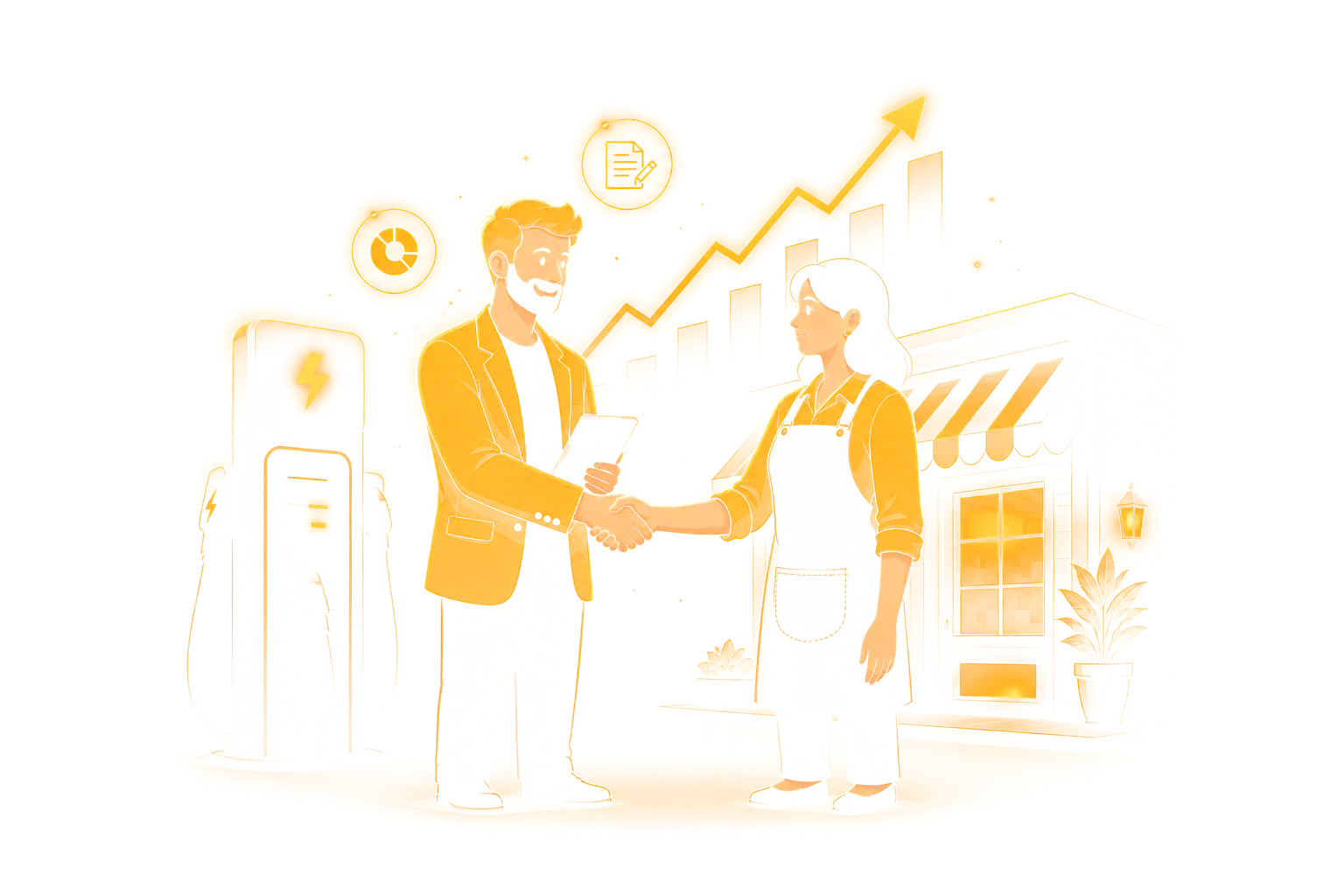 Merchant and agent illustration